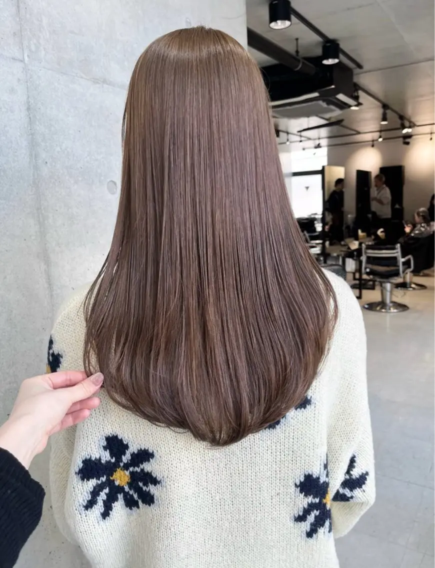 ロング カラー パーマ ヘアアレンジ 縮毛矯正 透明感/オリーブ/ グレージュ/YUKAのヘアスタイル