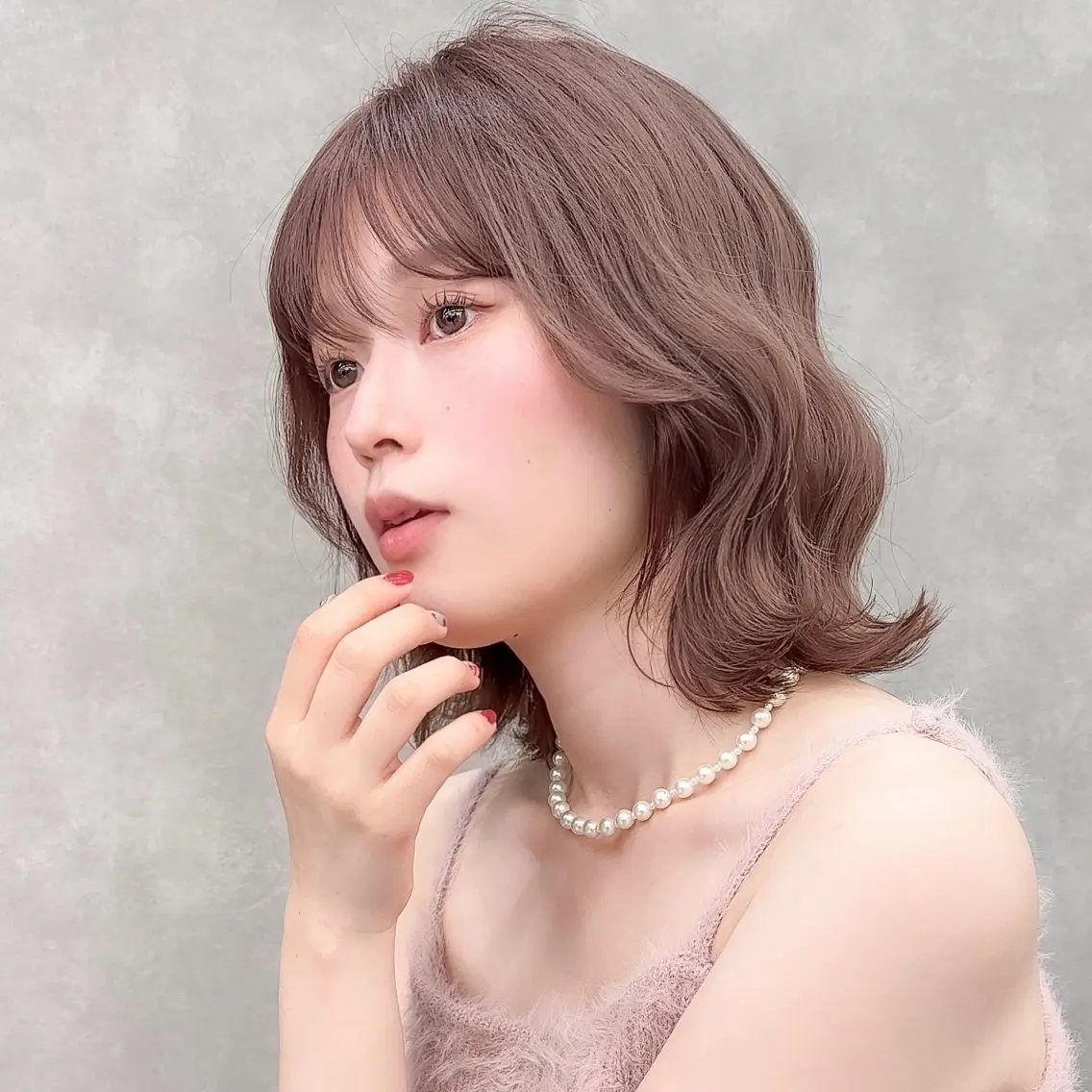 ミディアム カット ヘアカラー トリートメント 縮毛矯正/韓国ヘア /レイヤー🎀ミズキのヘアスタイル