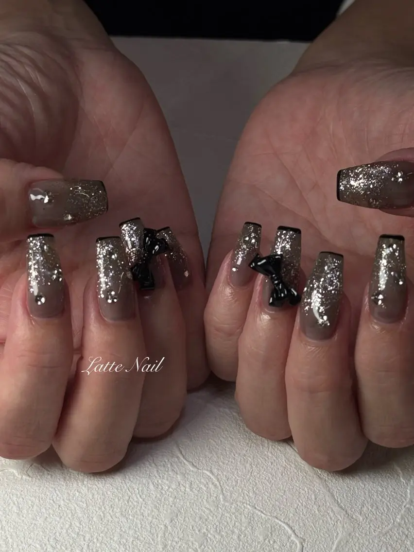 ミディアム ハンドネイル Latte Nail 十三のネイルデザイン