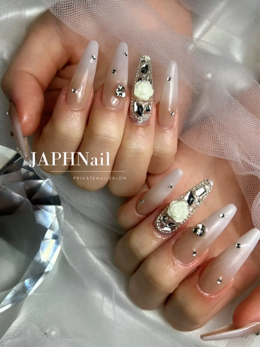 ネイル ボルドー ロングネイル おそろいネイル 春ネイル バレンタイン ハンドネイル NailSalon /JAPHのネイルデザイン