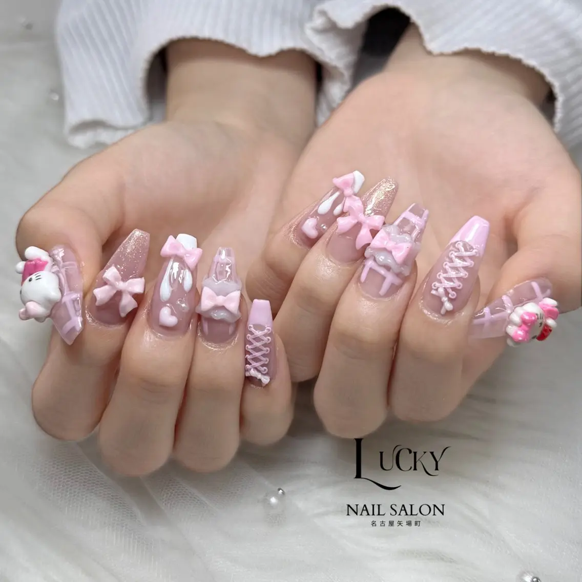 ネイル アートネイル ジェルネイル ロングネイル 持ち込み シンプルネイル ハンドネイル Lucky Nail Salonのネイルデザイン
