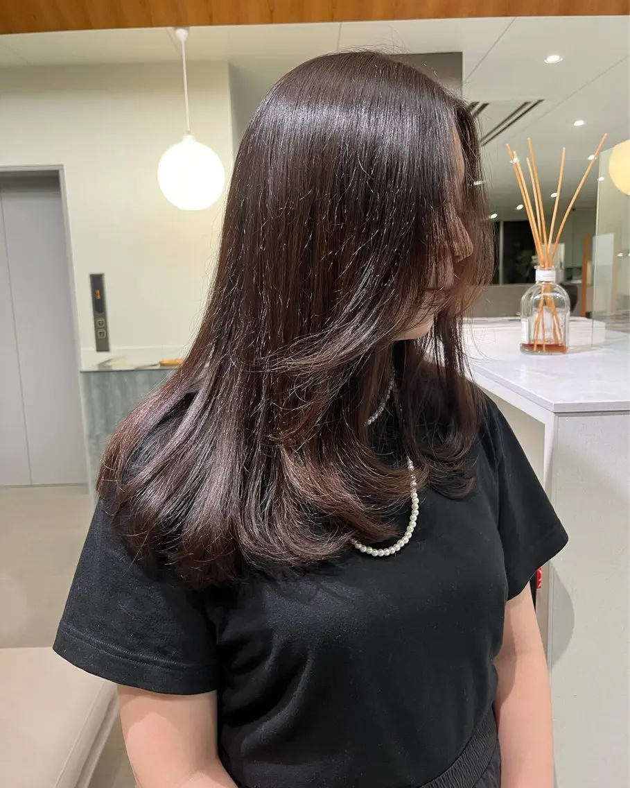 セミロング カット ヘアカラー レイヤーカット🍏 オリーブ/ののかのヘアスタイル
