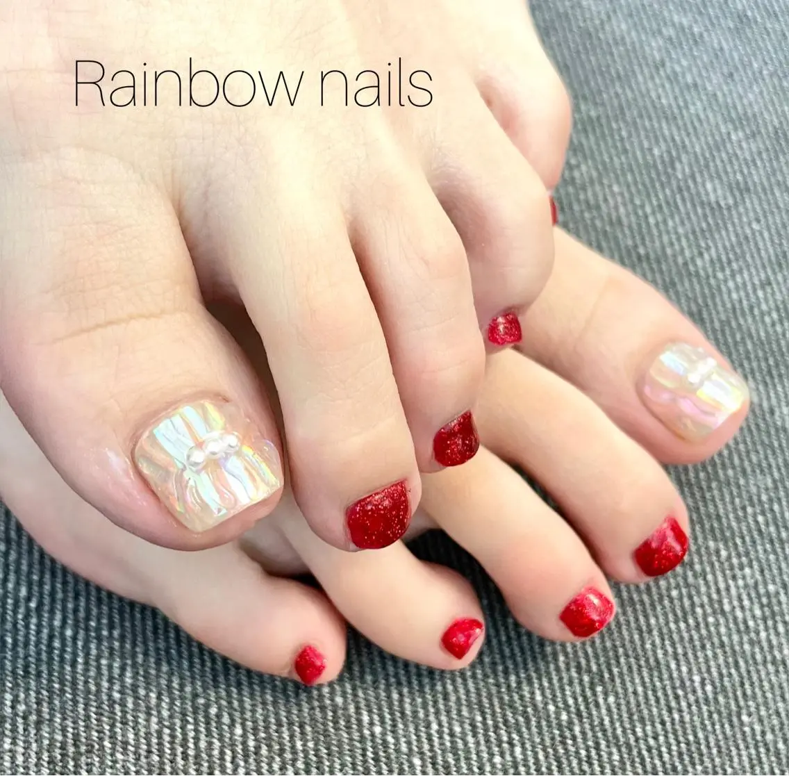 ネイル キラキラネイル Rainbow nailsくろちゃんのネイルデザイン