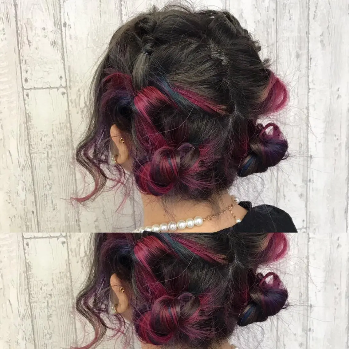 ミディアム カラー ブルーカラー ブルーバイオレット ピンクカラー バイオレットカラー Kaede .のヘアスタイル