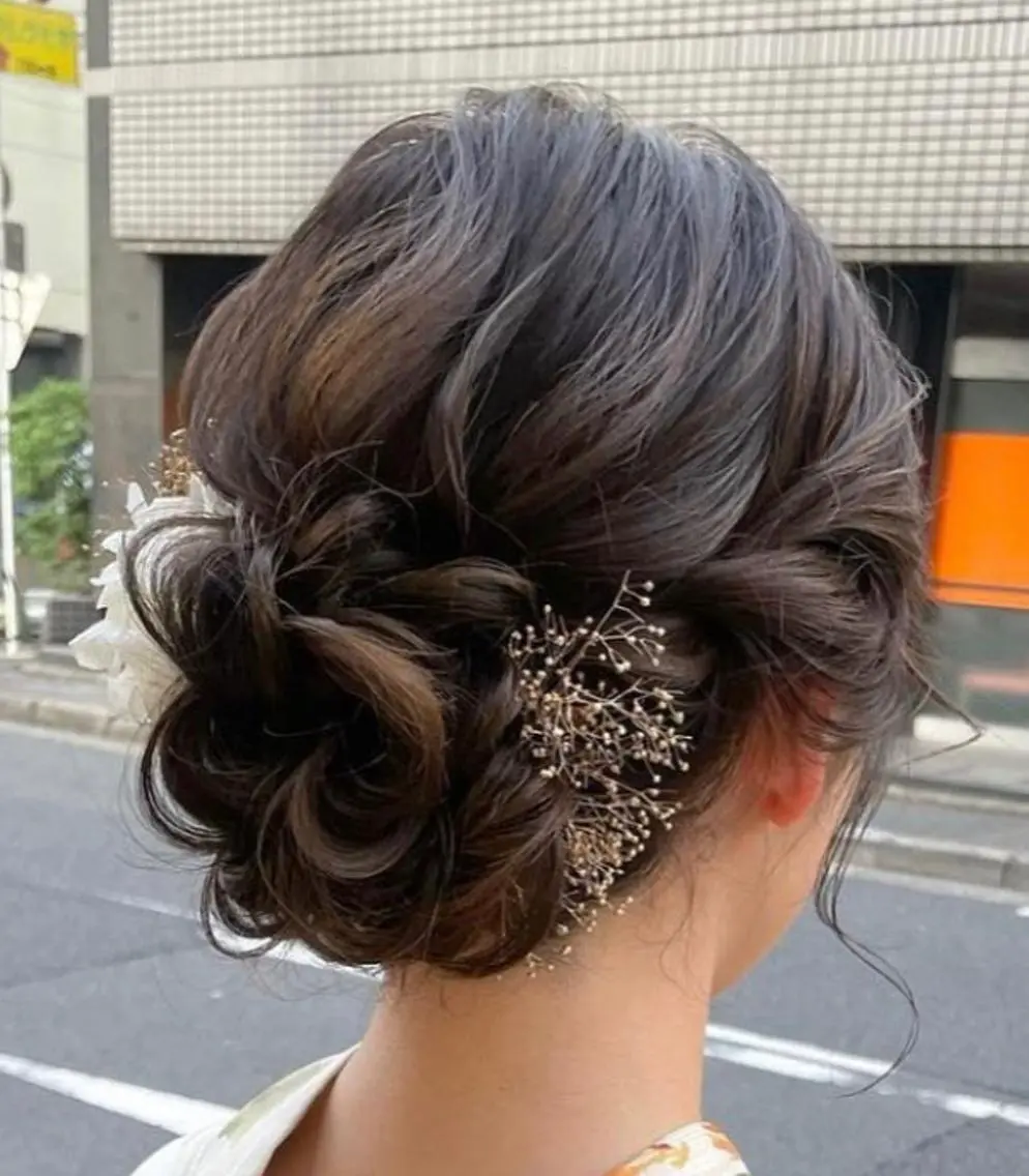 結婚式出席・パーティーヘアセット ゆるふわアップ カチモリヘア 編み込みハーフアップなど和髪等は料金とお時間が変わりますの写真