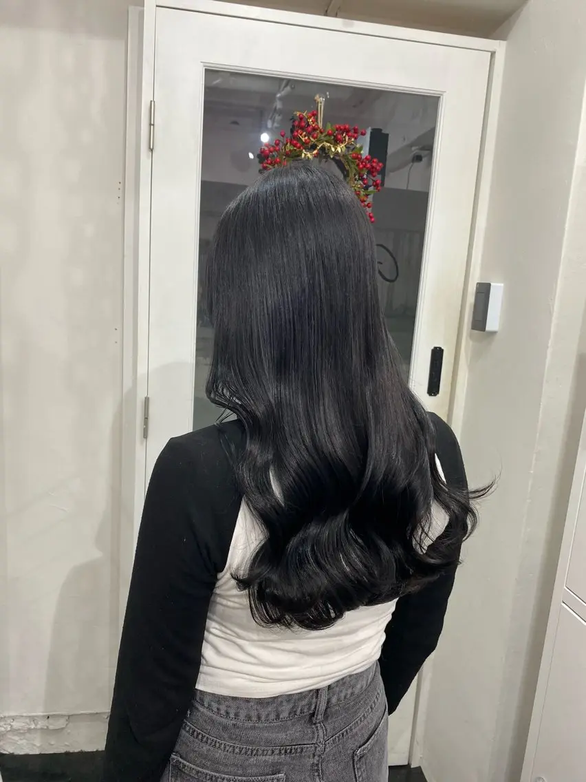 セミロング カラー 黒髪 ナチュラルブラック ヘアカラー トリートメント ヘアセット 楓🦋韓国系レイヤー / 透明感カラー🤍のヘアスタイル