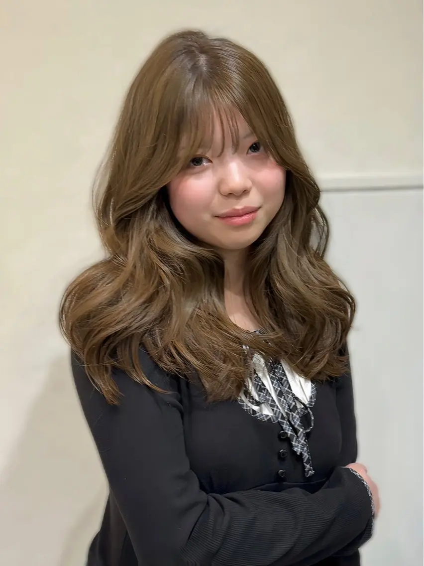 セミロング カラー 透明感カラー 髪質改善 トリートメント ヘアカラー ao - 赤み消し ベージュ/大阪梅田のヘアスタイル