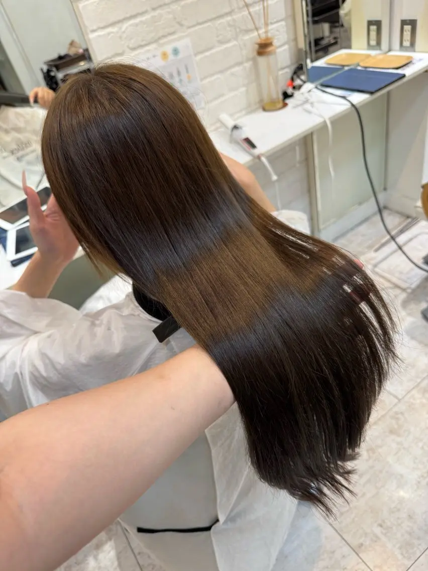 ロング カラー ベージュカラー オリーブベージュ オリーブカラー 縮毛矯正 ヘアカラー トリートメント カラーお任せ下さい ✨️おかだまなみのヘアスタイル