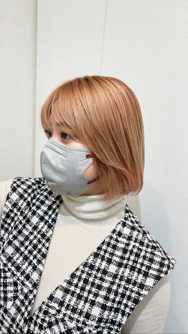 ミディアム カラー ベージュカラー オレンジ オレンジベージュ カット ヘアカラー トリートメント 《ブリーチ/赤み消し /髪質改善》若松良樹のヘアスタイル