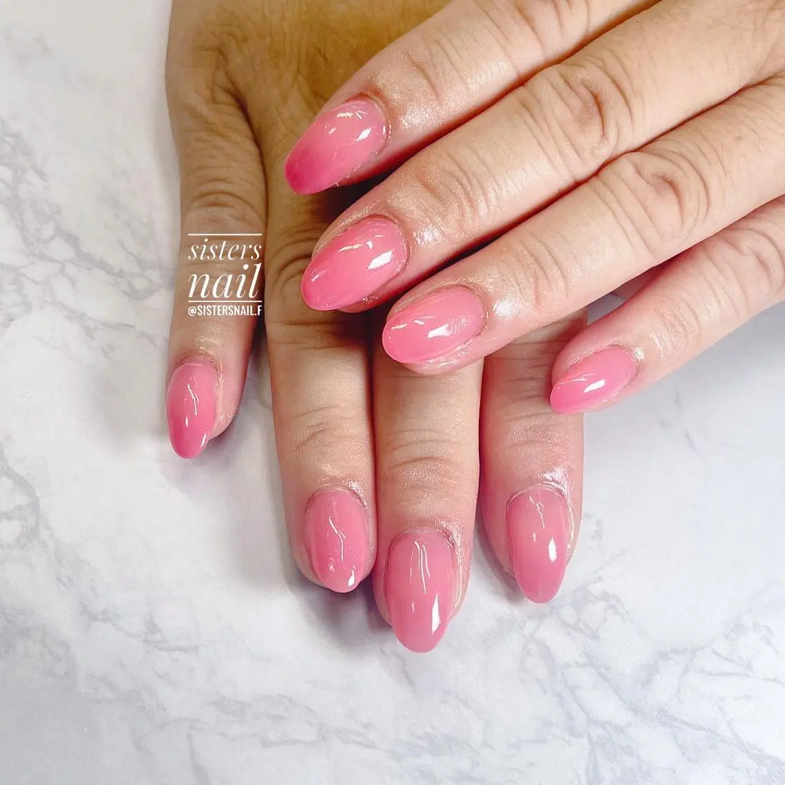 ネイル アートネイル ジェルネイル グラデーション ワンカラーネイル ピンク sisters nail.fのネイルデザイン