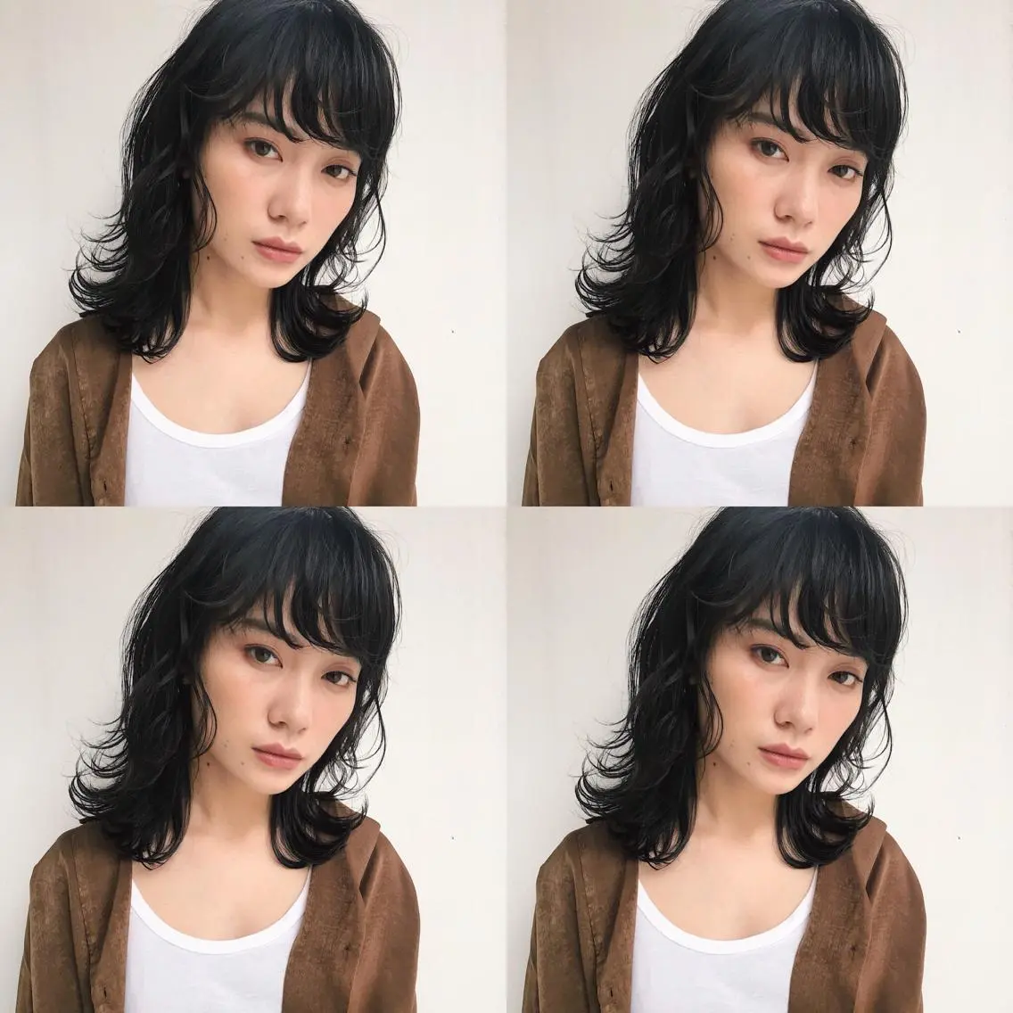 ミディアム カラー パーマ ヘアアレンジ ミディアムパーマ 松田 亮葉のヘアスタイル