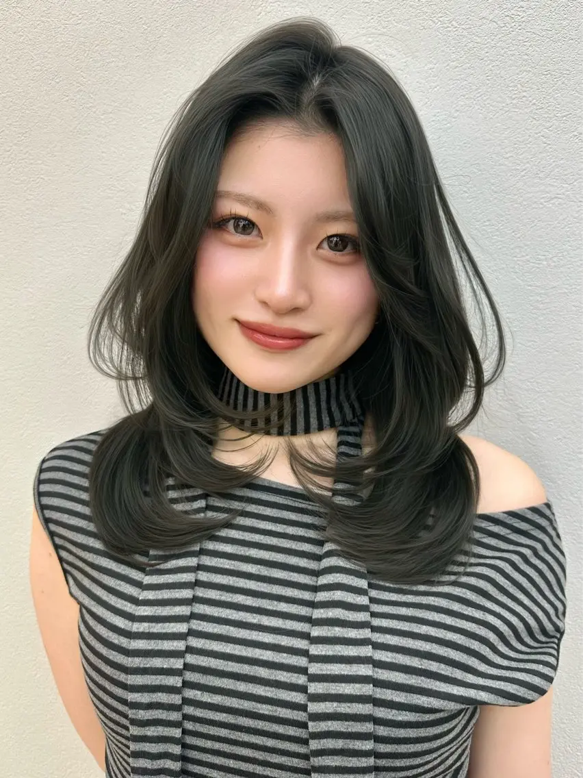 ミディアム カット ヘアカラー トリートメント ベージュ/ヘアセット レイヤー/Marinのヘアスタイル
