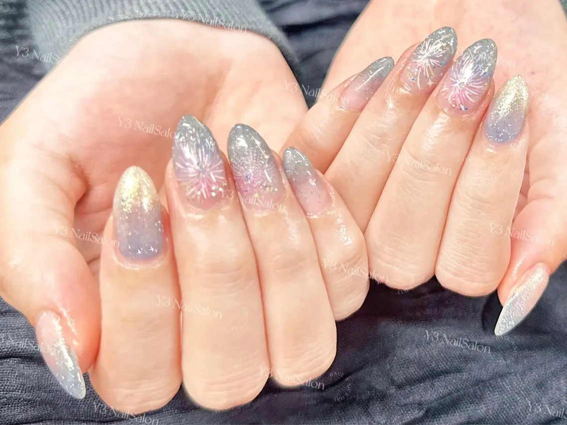 ネイル ラメ(グリッター) マグネットネイル オフィスネイル シンプルネイル ハンドネイル Y3 NailSalonのネイルデザイン