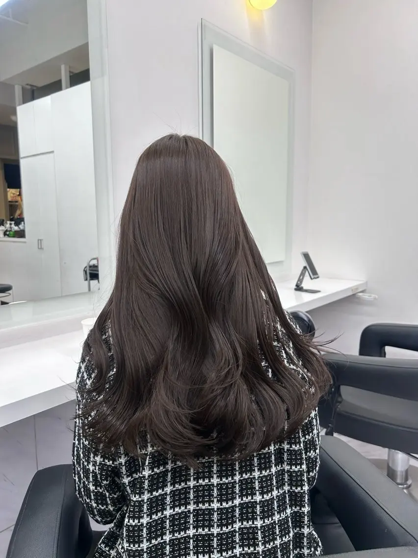 ロング カラー パーマ ヘアアレンジ メンズ キッズ ブリーチなしカラー/ ブラウン/レイヤーのヘアスタイル