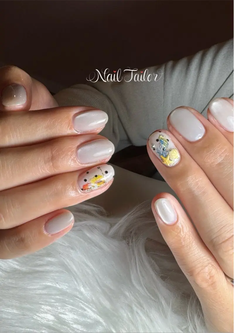 ネイル ドット マグネットネイル オフィスネイル ワンカラーネイル 夏ネイル ハンドネイル NailTailor ネイルテイラーのネイルデザイン