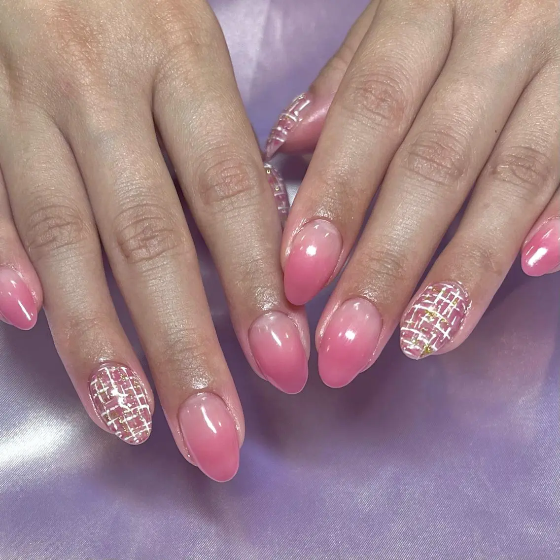 ネイル ガーリー グラデーション キラキラネイル ラメ(グリッター) ラメグラデーション ハンドネイル Para Sol nail　Maoのネイルデザイン