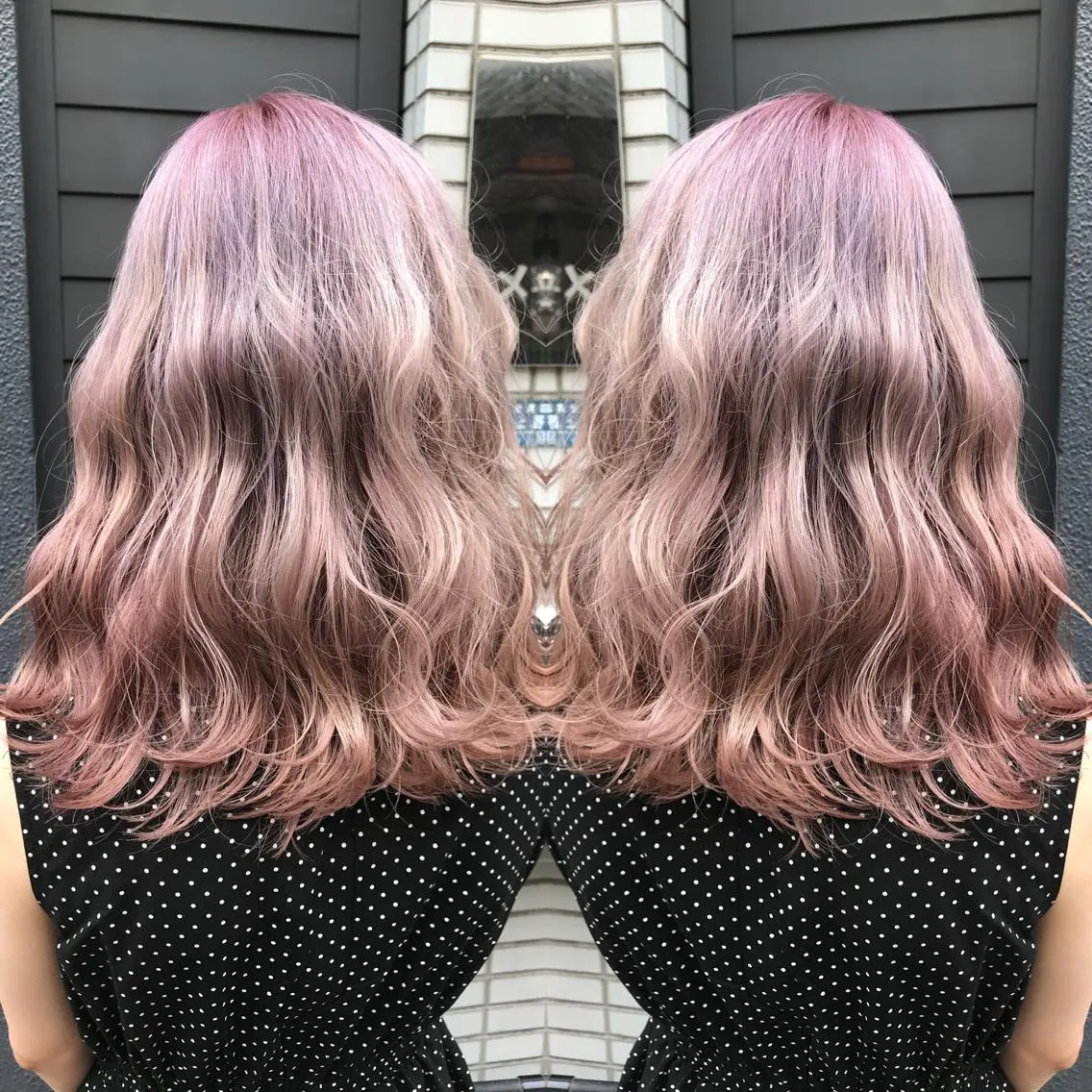 ミディアム カラー ブリーチ ピンクカラー 髪質改善特化 ミサワコウキのヘアスタイル