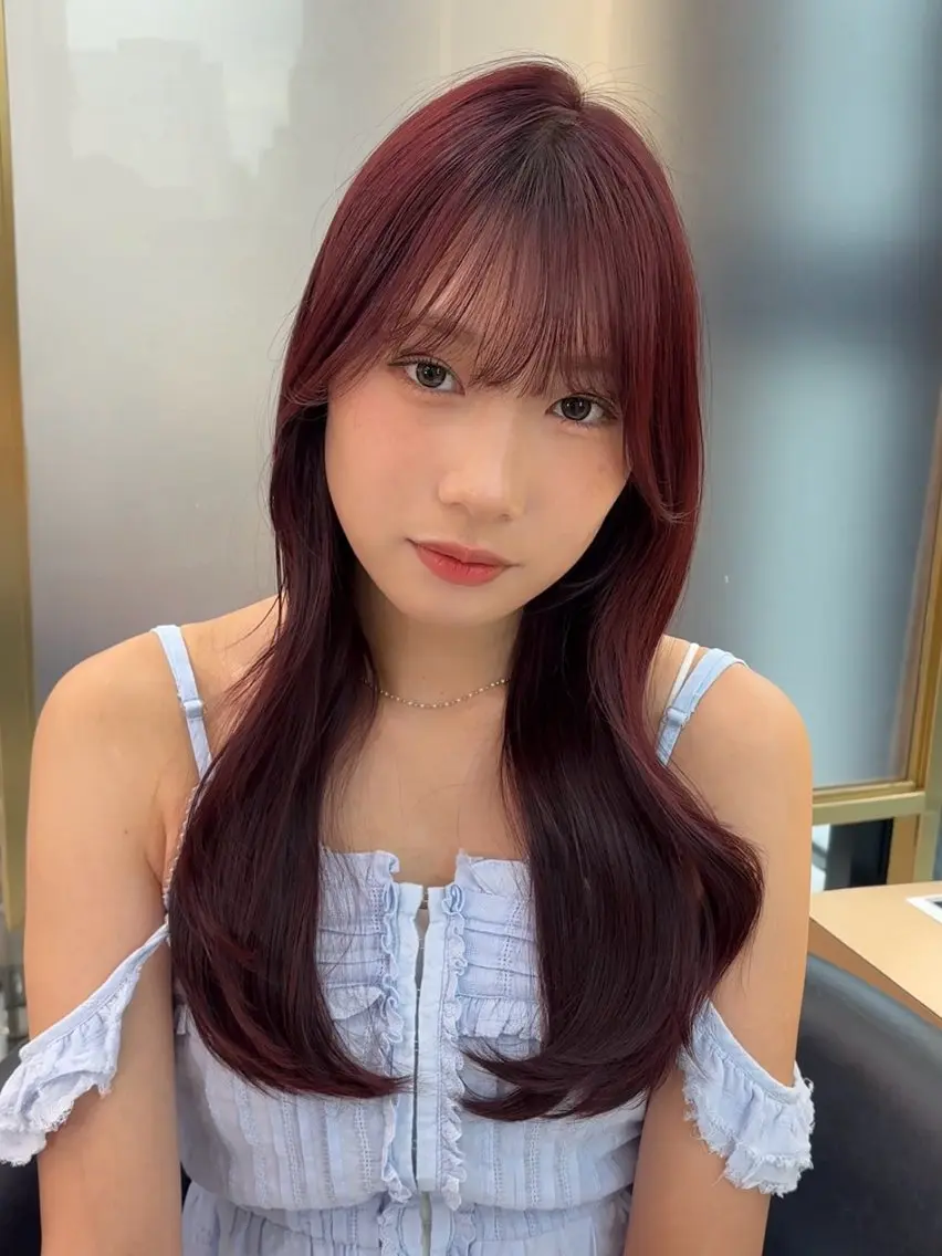 カラー ブリーチ ブリーチなしカラー レッドカラー ヘアカラー トリートメント ハッシュカット 暖色カラー/伊藤菜月のヘアスタイル