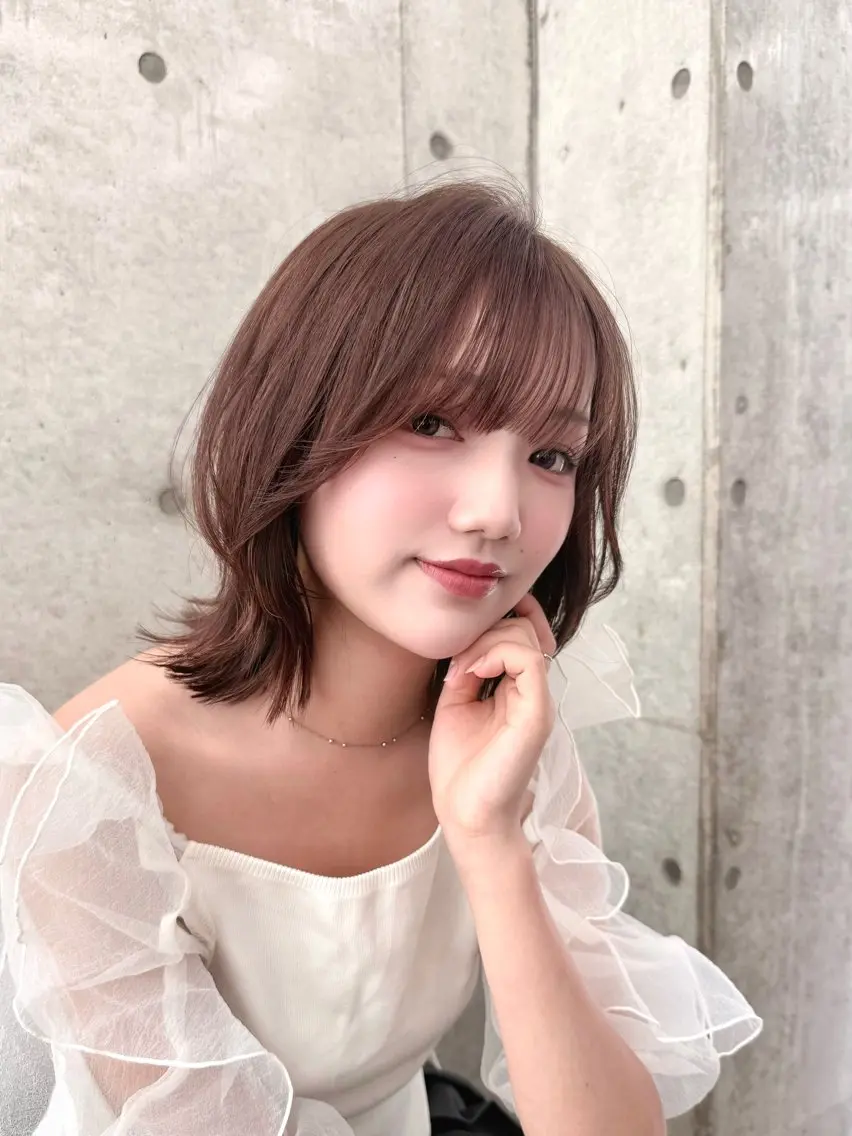 ミディアム カット ヘアカラー トリートメント 髪質改善🦋韓国ヘア /艶髪カラー/ゆうとのヘアスタイル