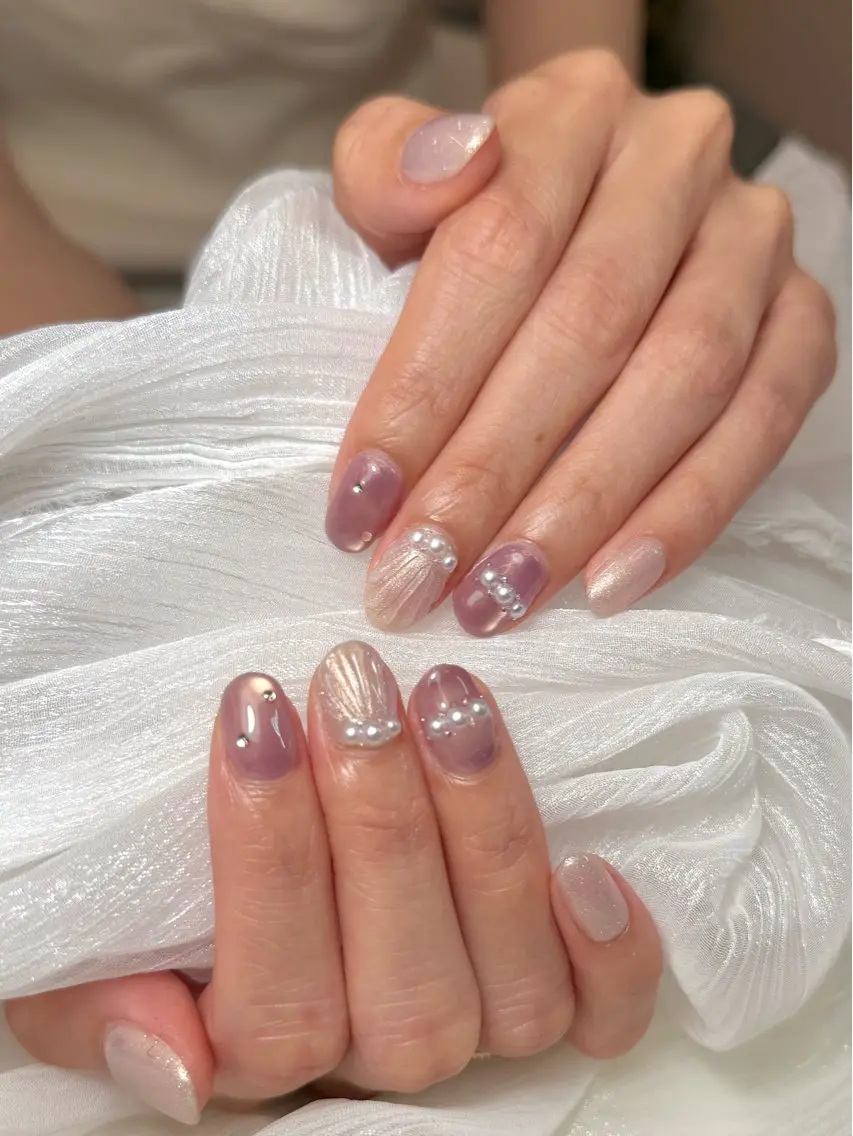 ネイル マグネットネイル 夏ネイル ハンドネイル Moco nailのネイルデザイン
