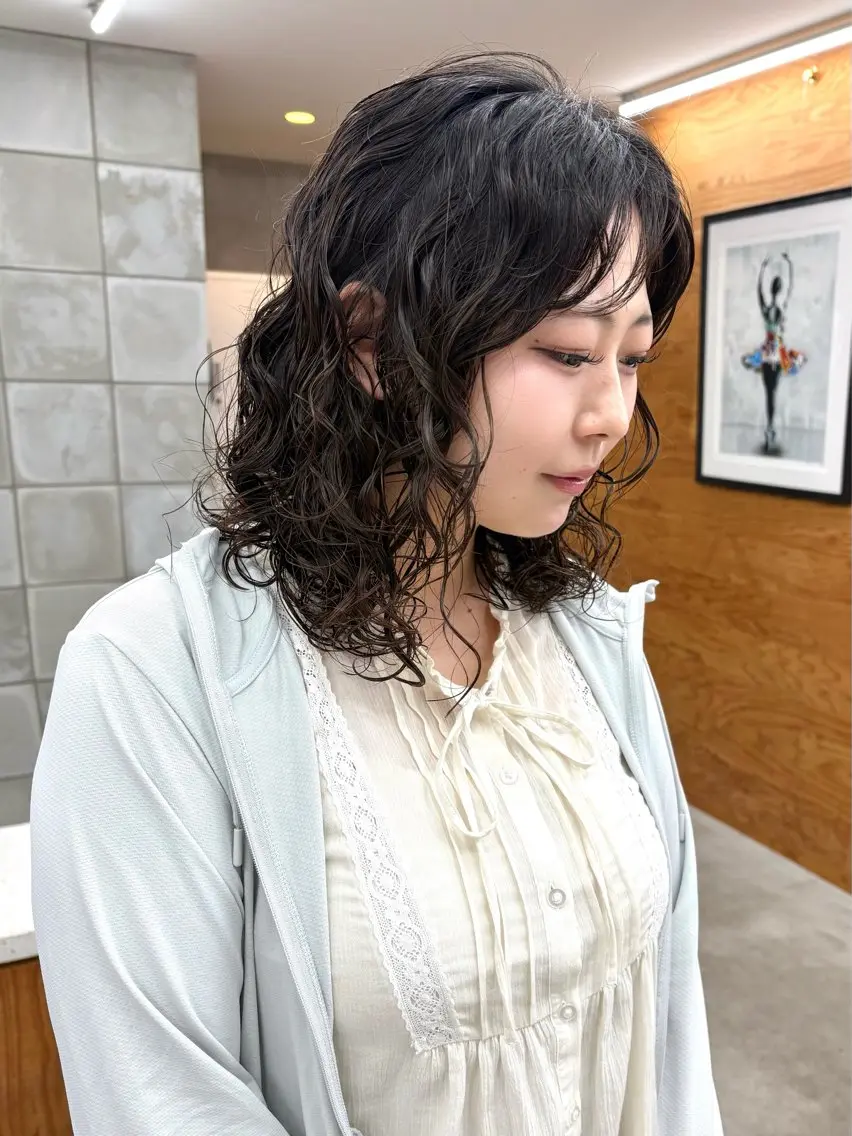 ミディアム パーマ ミディアムパーマ カット パーマ トリートメント tuco 森田浩平のヘアスタイル