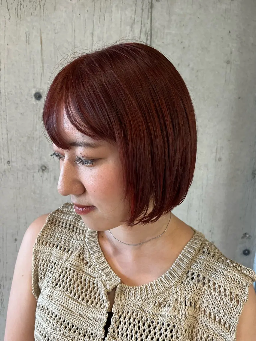 ミディアム カラー ヘアアレンジ カット ヘアカラー トリートメント ボブ×艶カラー 特化・リクト💥のヘアスタイル
