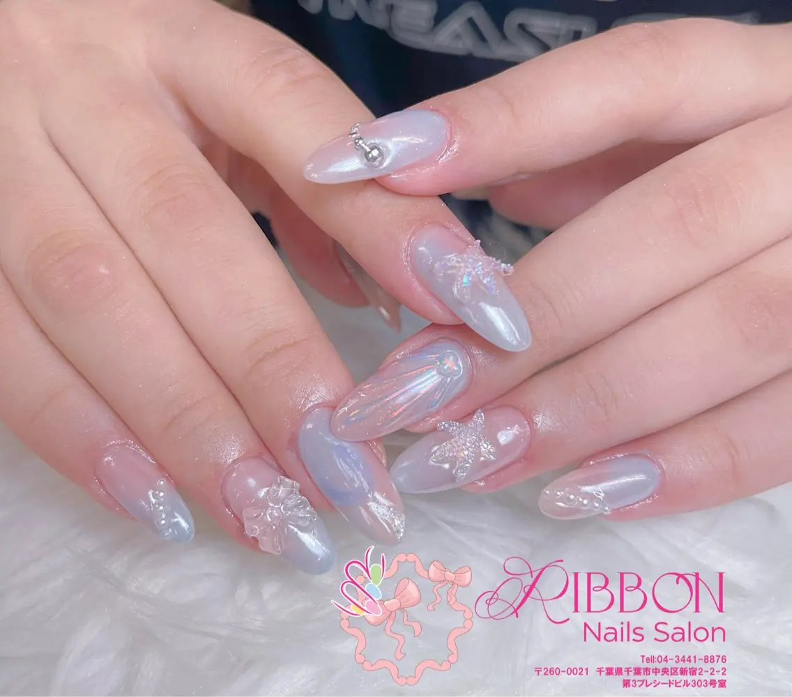 ネイル フットネイル フレンチネイル ジェルネイル マグネットネイル 持ち込み ハンドネイル Ribbonnail salonのネイルデザイン