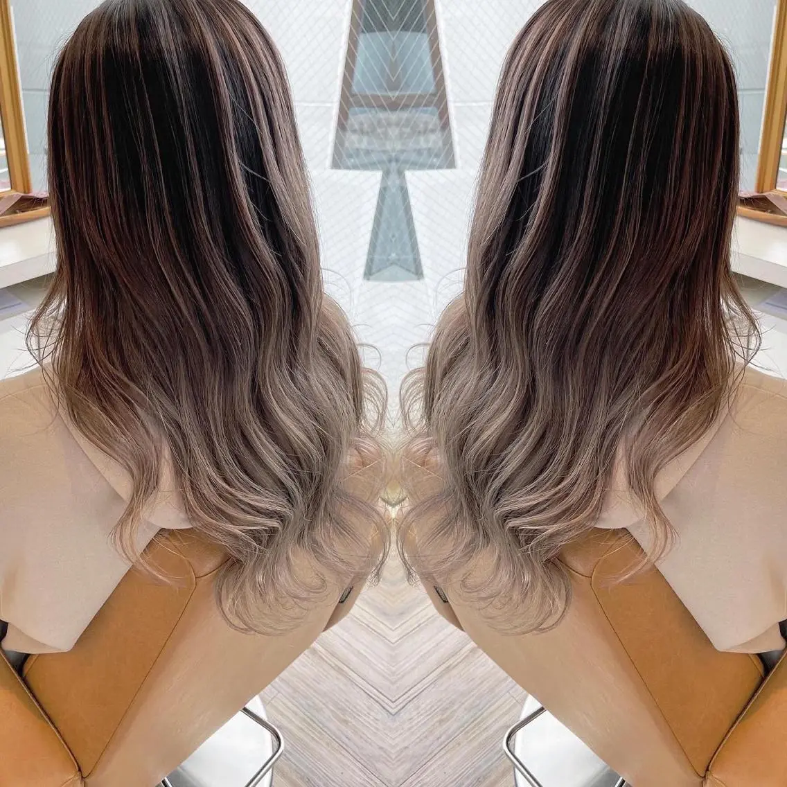 ロング カラー アッシュ ベージュカラー ミルキーベージュ 外国人風カラー レイヤーカット ヘアカラー トリートメント 河合秀明/ショート /ボブ/レイヤーのヘアスタイル