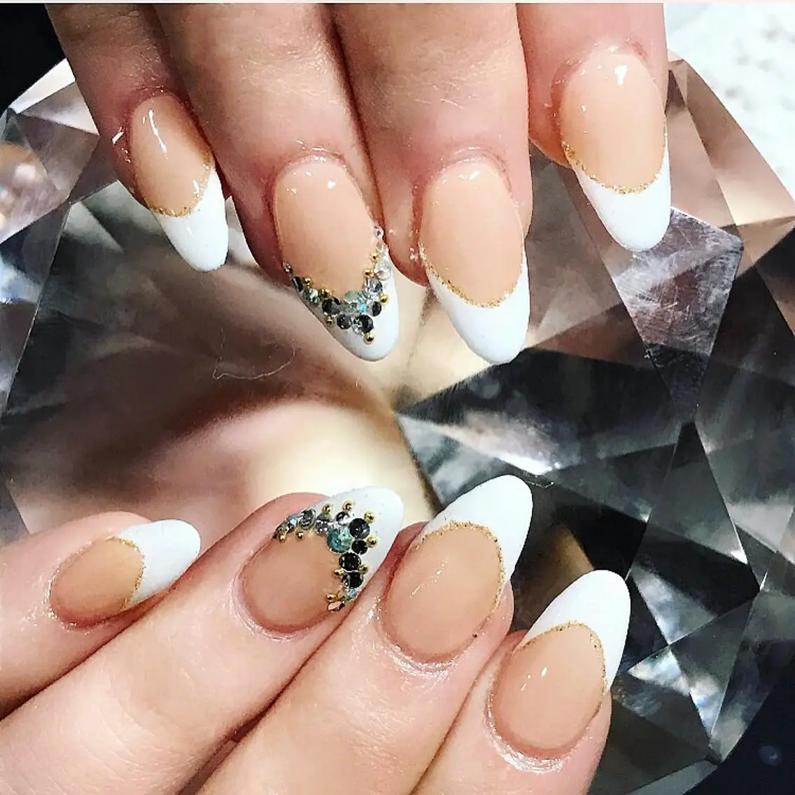 ネイル 渋谷／チップ長さ出し 👑アプレgel-xのネイルデザイン