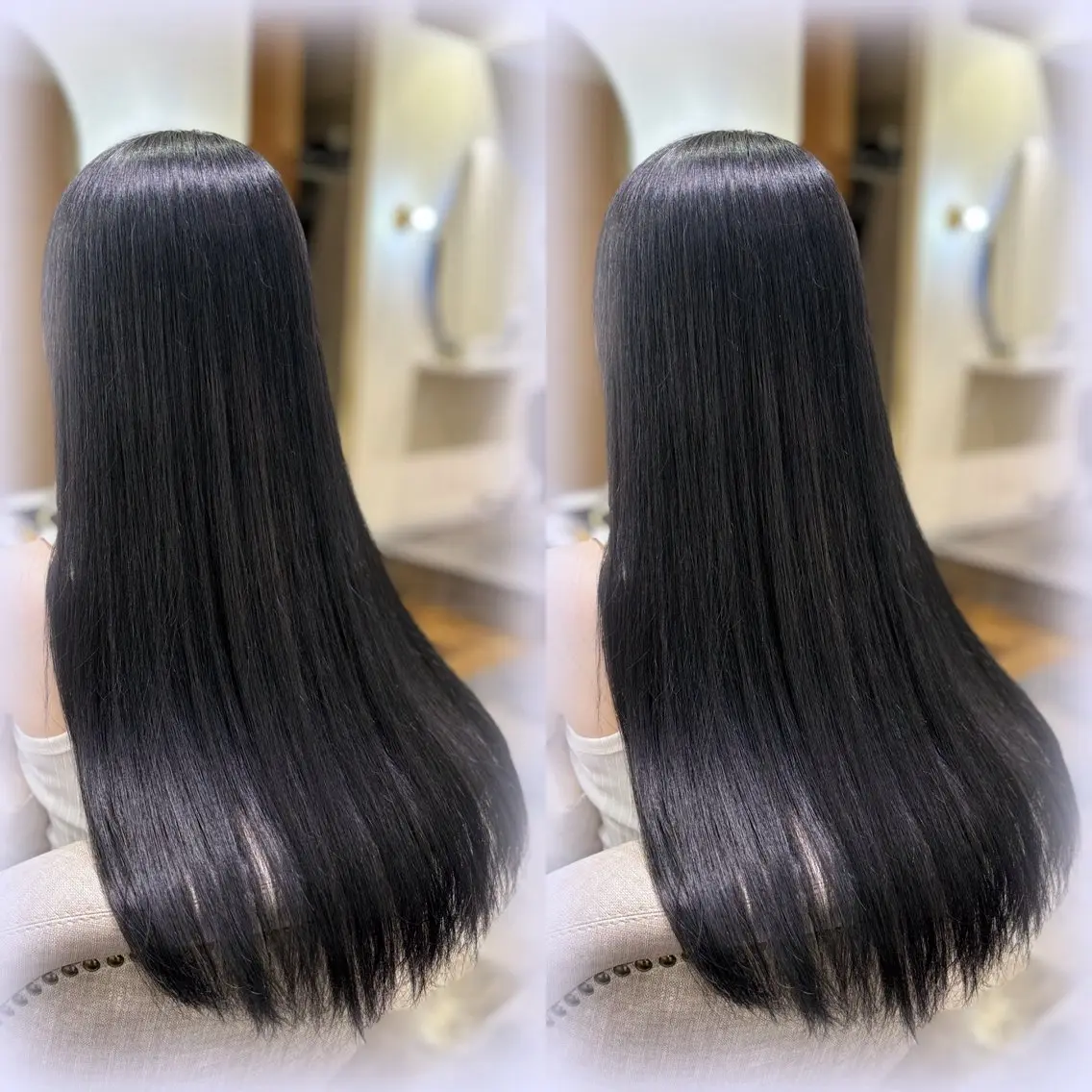 ロング カラー ブリーチ 透明感カラー ネイビーカラー ブリーチなしカラー 猪妻 采蘭のヘアスタイル