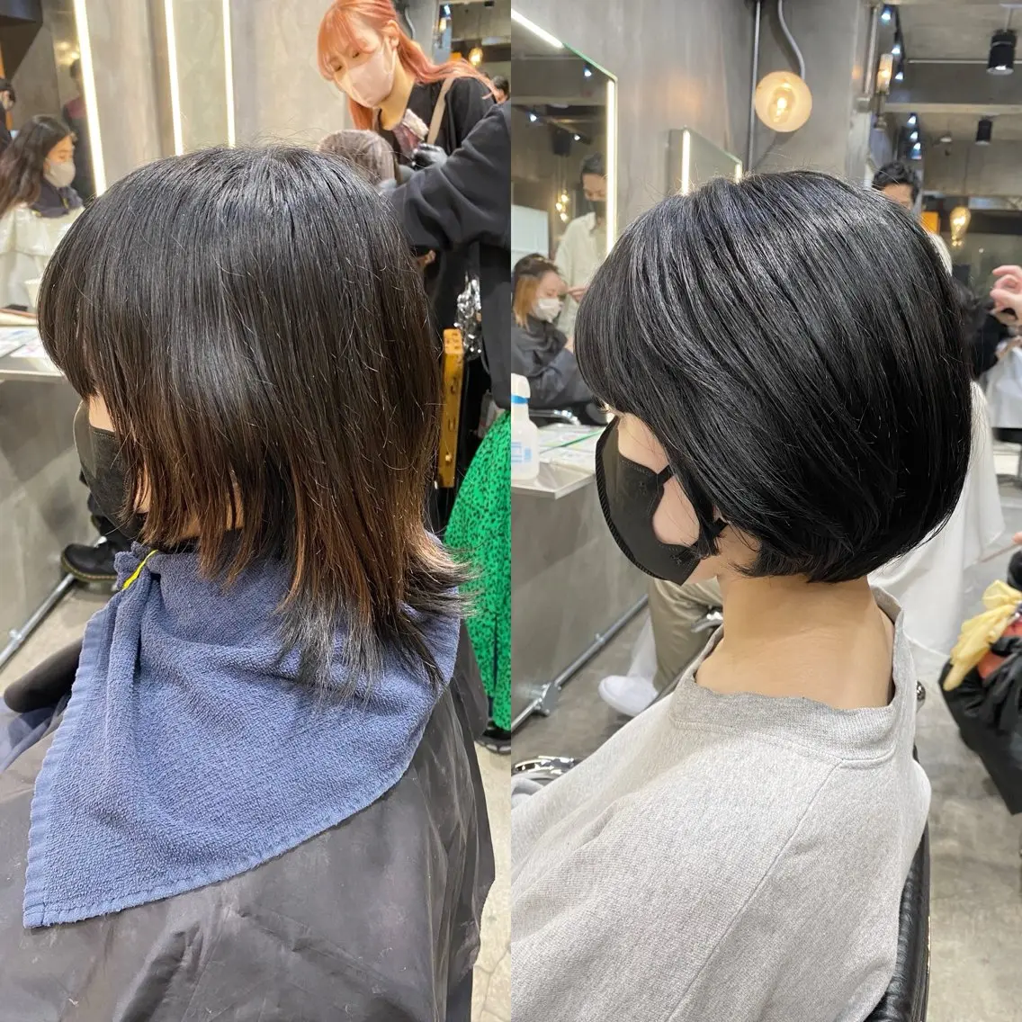 ショート カラー ショートボブ 黒髪 ブルーカラー ブルーブラック ボブ カット ヘアカラー トリートメント 透明感カラー🌿 グレージュ🐺陽介のヘアスタイル