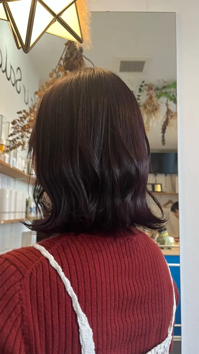 カラー ボルドーカラー ヘアカラー 比嘉 マリンのヘアスタイル