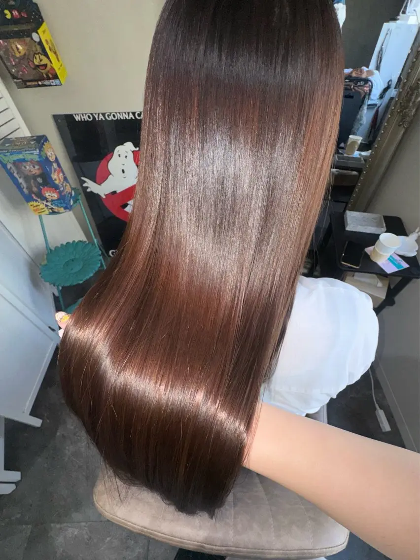 ロング カラー パーマ 透明感カラー 髪質改善 ロング 縮毛矯正 酸性ストレート カット ヘアカラー 縮毛矯正 トリートメント 15日空き◎髪質改善 misatoのヘアスタイル