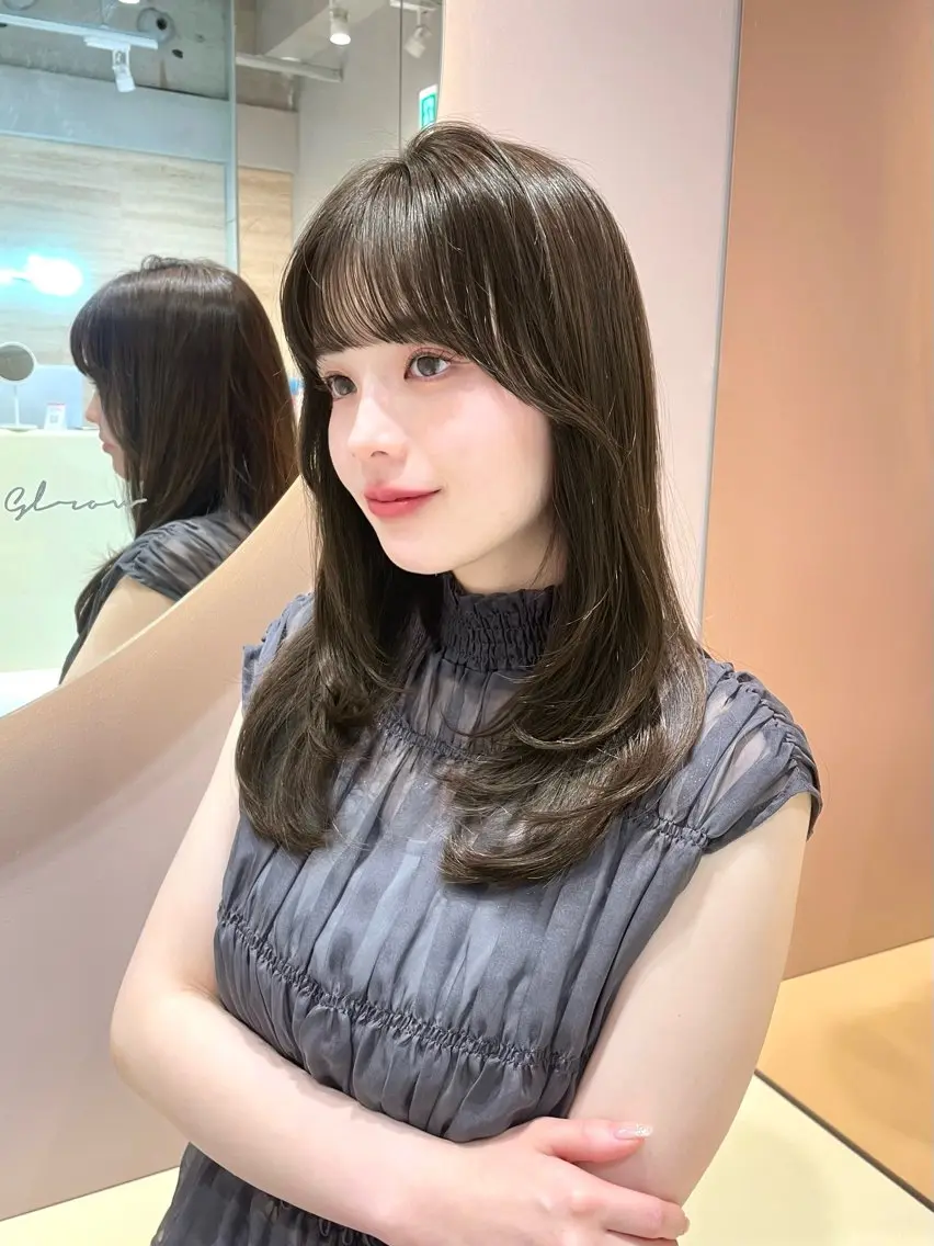 セミロング カラー 縮毛矯正ブリーチなし 🍒❤ゆうきのヘアスタイル