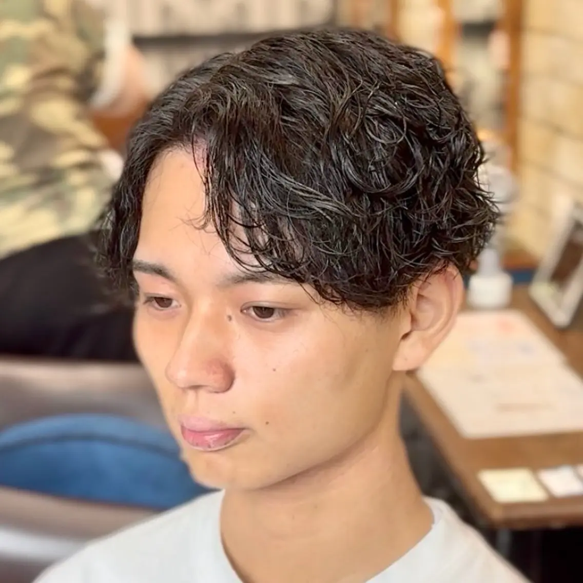 ミディアム パーマ メンズ カット パーマ トリートメント 💈直毛×ツイスパの プロ🥷清水のヘアスタイル