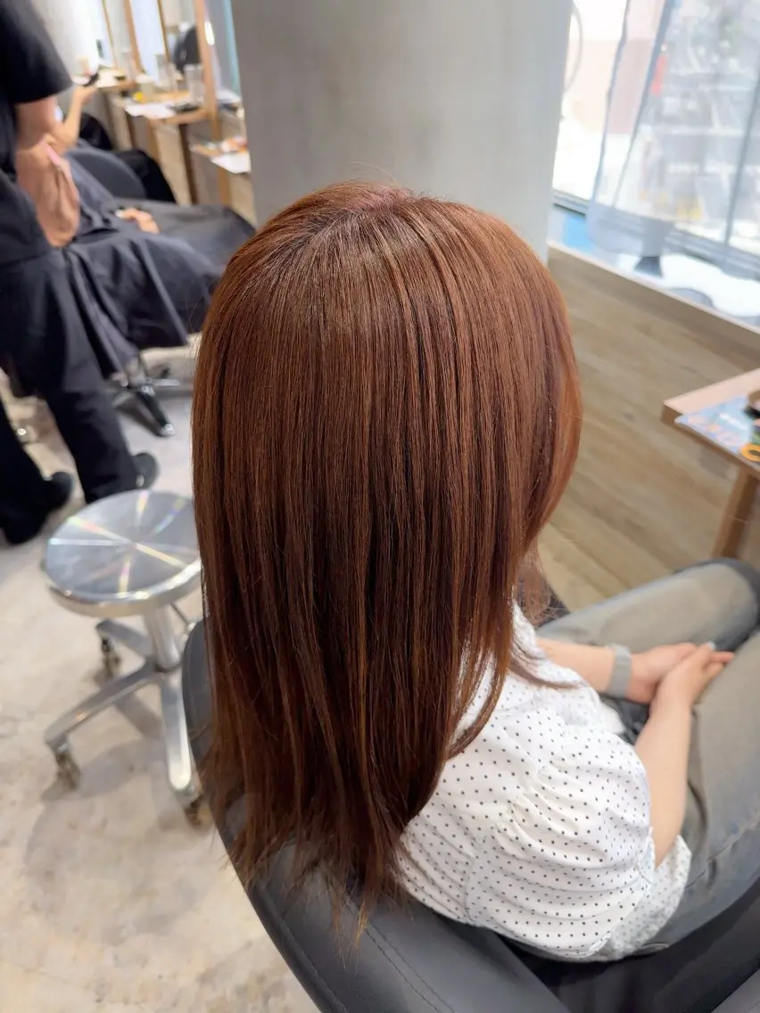 セミロング オレンジブラウン LUPI harukaのヘアスタイル