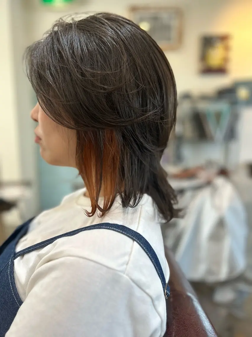 ミディアム カラー オレンジ カット ヘアカラー メンズパーマ 髪質改善☆有馬のヘアスタイル