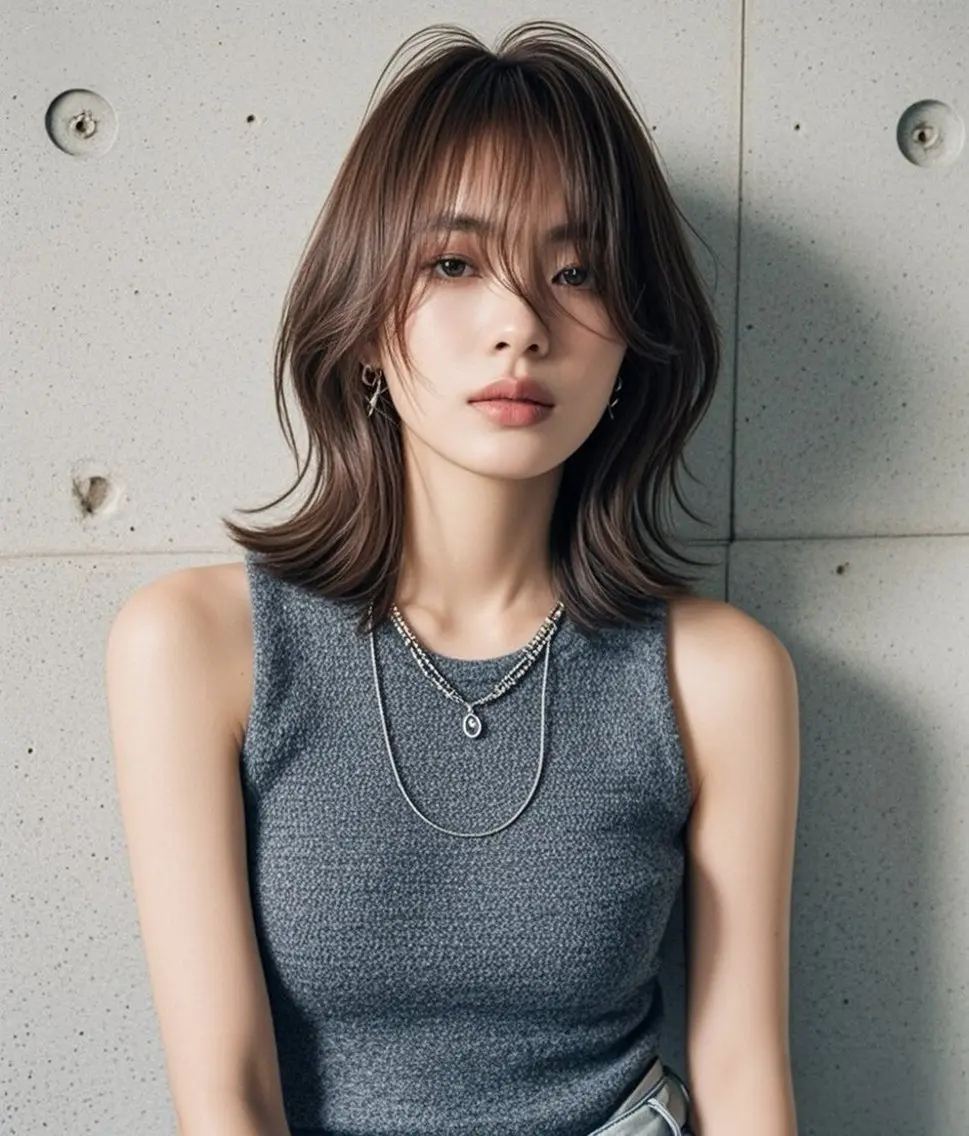 ミディアム ショートボブ ミディアムレイヤー ミディアムパーマ アッシュ ボブ カット ヘアカラー トリートメント ウルフカット 811 大阪梅田 ウルフのヘアスタイル
