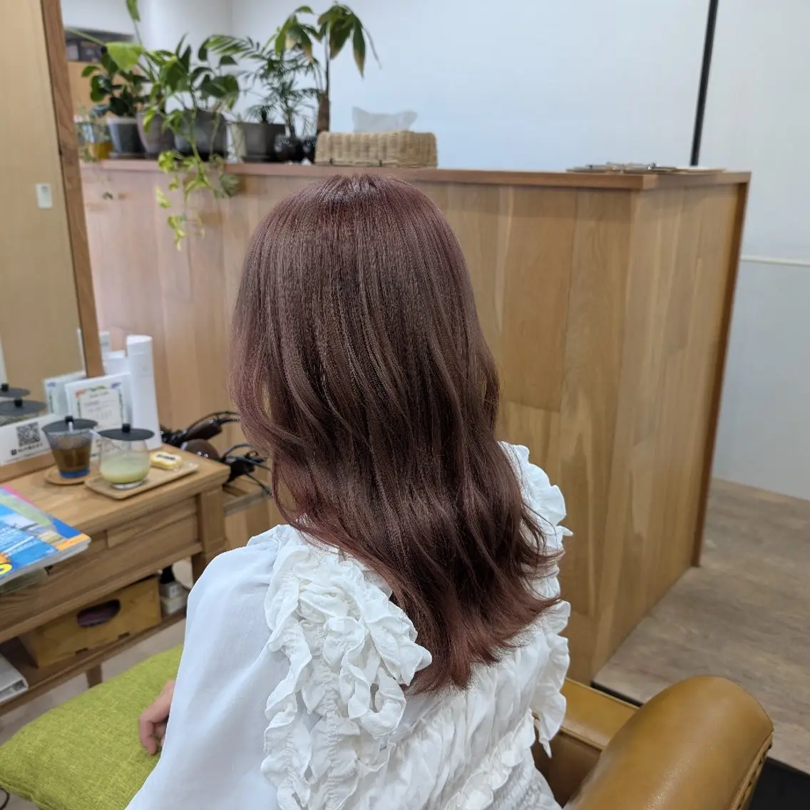 カラー セミロング ベージュカラー ピンクカラー ピンクベージュ ﾒｱﾘｰﾊﾞｲﾒﾘｰ /花音のヘアスタイル