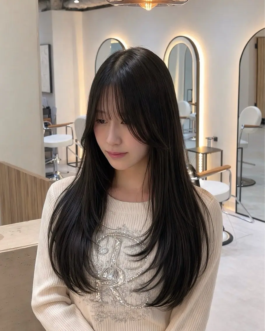 ロング カット ヘアカラー トリートメント グレージュ/艶髪🩶 韓国風/顔周り/輝士のヘアスタイル