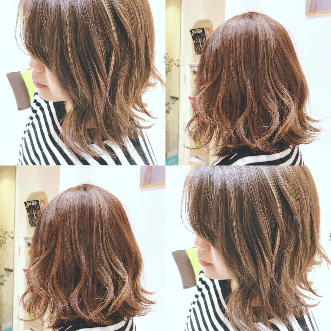 ミディアム ヘアカラー 河原町/艶髪/西田 晴香のヘアスタイル