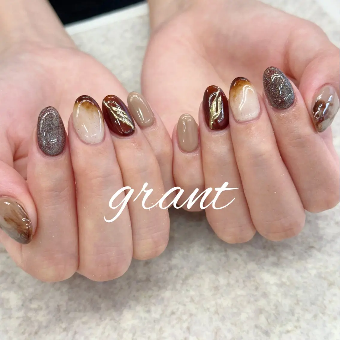 ネイル マグネットネイル ニュアンスネイル ハンドネイル nailsalon grantのネイルデザイン