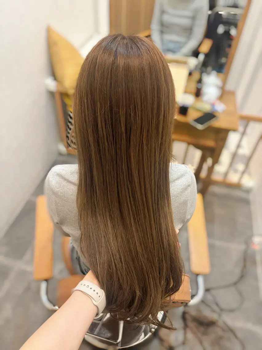 ロング カラー ブリーチ ブリーチなしカラー カット ヘアカラー NONOKA Zina千早店のヘアスタイル