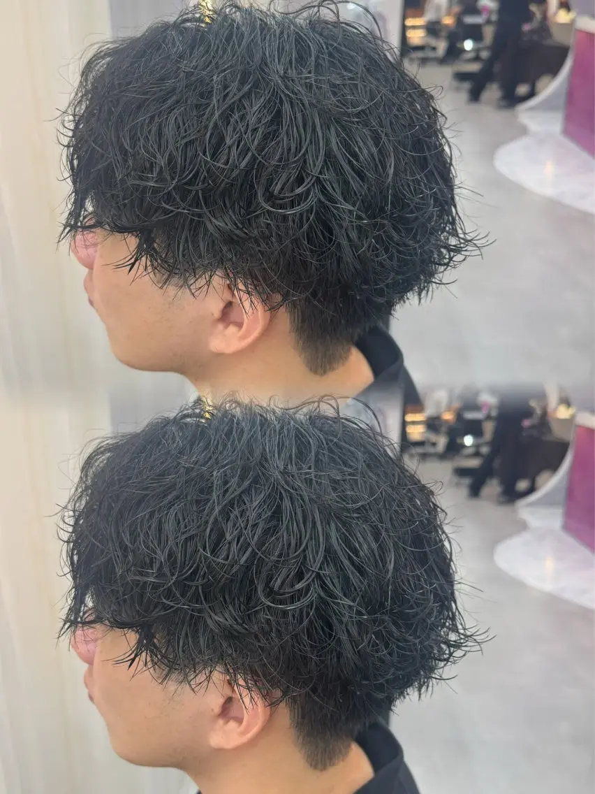 ミディアム パーマ メンズ カット パーマ 【メンズ特化】池袋 韓国スタイル飯塚のヘアスタイル