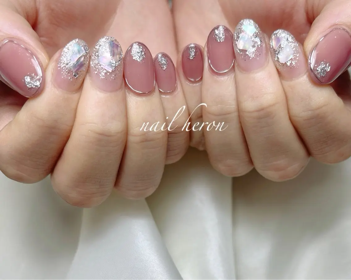 ネイル ラメ(グリッター) ハンドネイル saki_ nail heronのネイルデザイン