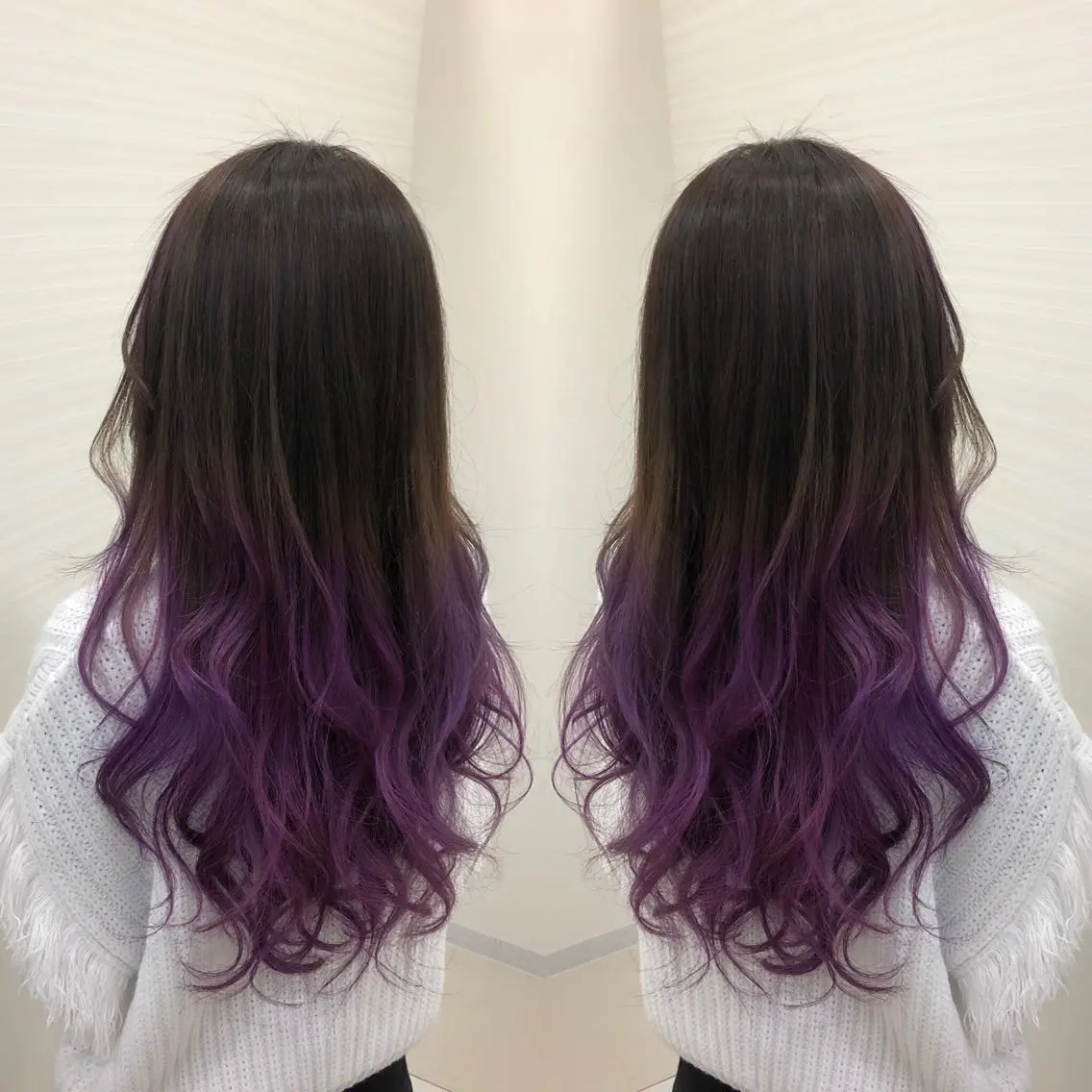 セミロング カラー グラデーションカラー パープルカラー 得能 雅人のヘアスタイル