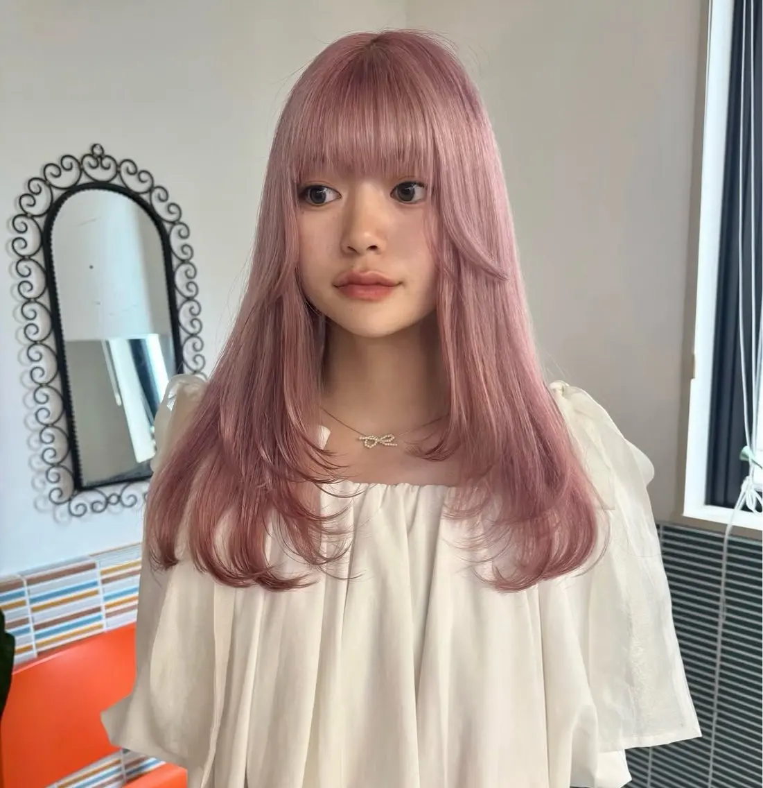 ロング カラー ヘアアレンジ ヘアカラー ハイトーン/縮毛矯正 /梅田/みほのヘアスタイル