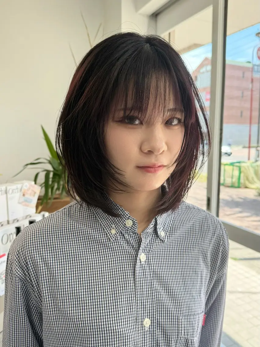 ミディアム カラー ボブレイヤー ボブ 顔まわりレイヤー レイヤーカット シャギー カット レイヤーカット/ボブ /春日井🍏鵜飼元喜のヘアスタイル