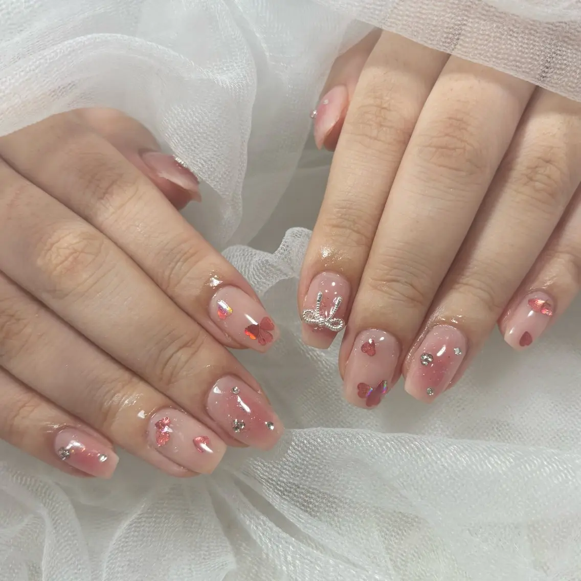 ネイル チークネイル ハート ワンホンネイル ハンドネイル h's dazz harukaのネイルデザイン