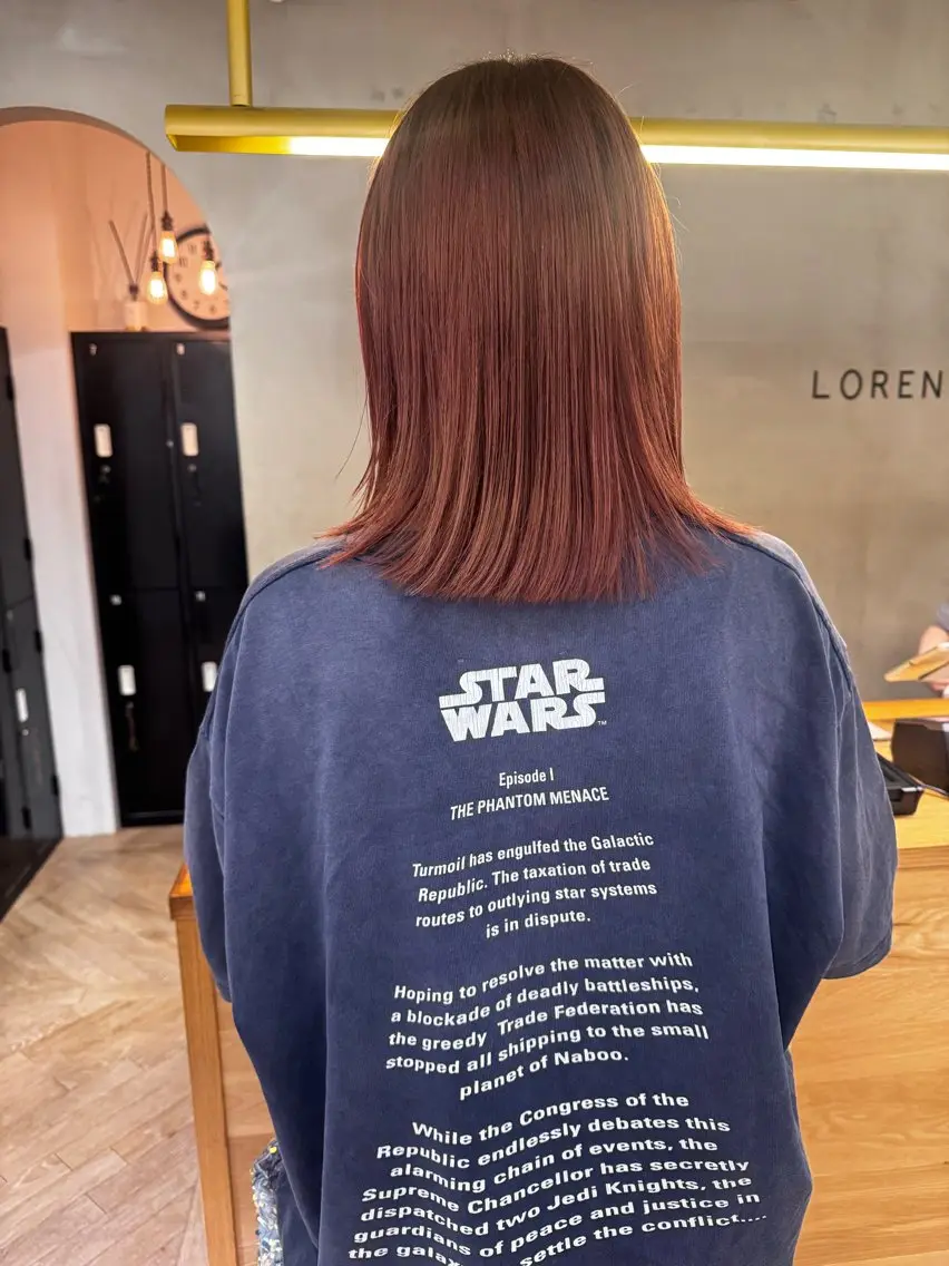ミディアム カラー 縮毛矯正特化型美容師 名古屋LORENハダのヘアスタイル